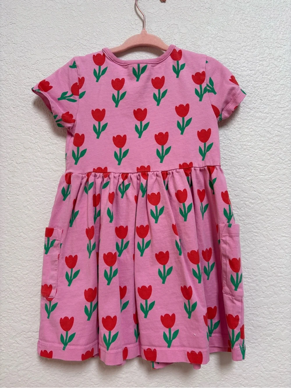 Hanna Andersson Toddler Playground Dress with Pockets Red Tulip Print Cotton 3T
